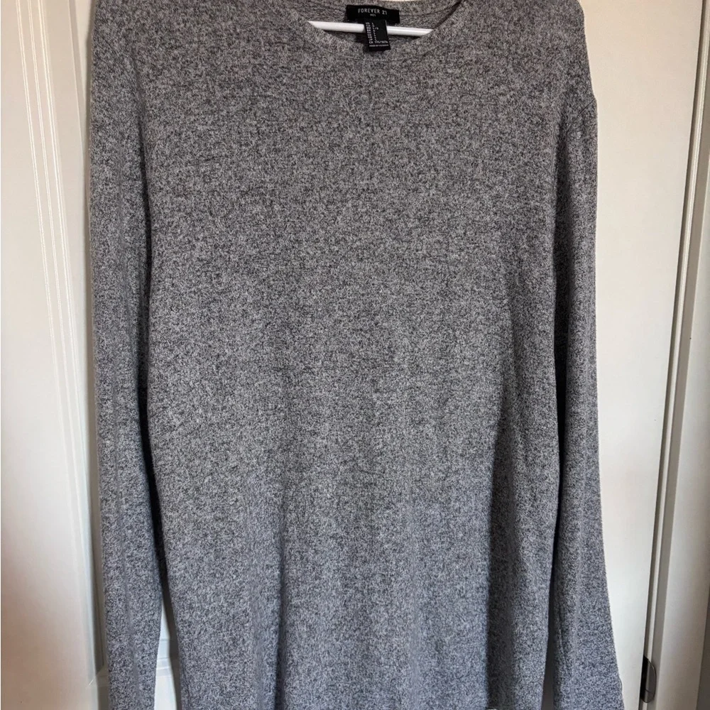 Men's Knit Heathered Gray Lightweight Long Sleeve Sweater F21